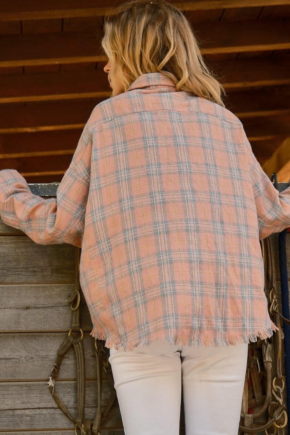 Plaid Button Up Raw Hem Shirt // Honeypot: New + Vintage High Quality Western Wear
