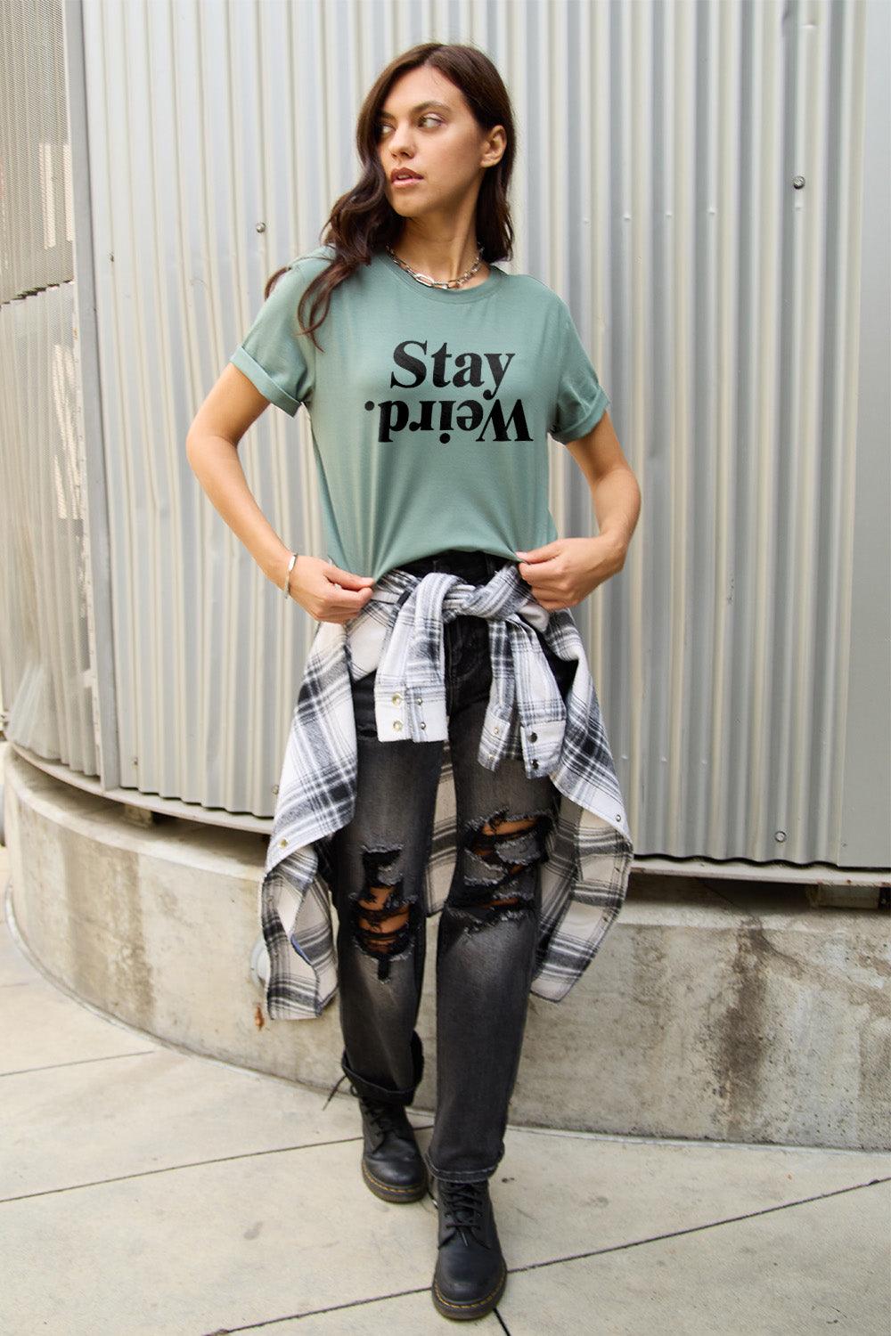 Simply Love Full Size STAY WEIRD Short Sleeve T-Shirt // Honeypot: New + Vintage High Quality Western Wear