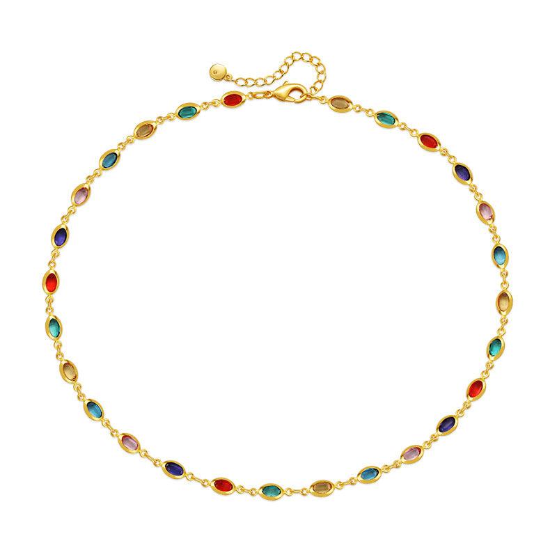 18K Plated Stained Glass Collarbone Chain - Honeypot