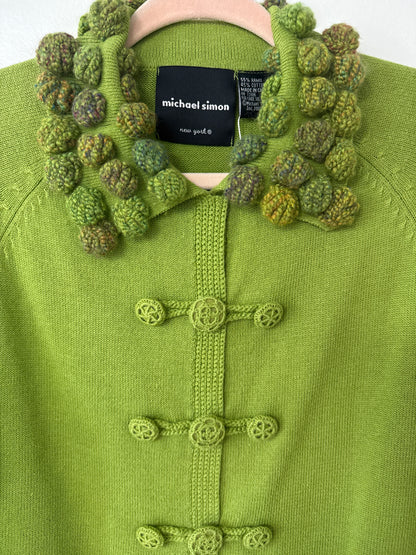 Vintage Green Knit Cardigan // Michael Simon, S