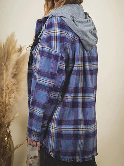 Raw Hem Plaid Long Sleeve Hooded Jacket // Honeypot: New + Vintage High Quality Western Wear