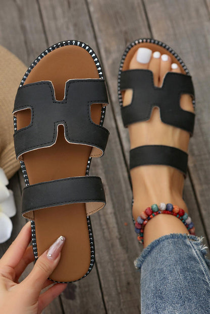 Trendy Cut-Out H Shape Slides - Honeypot