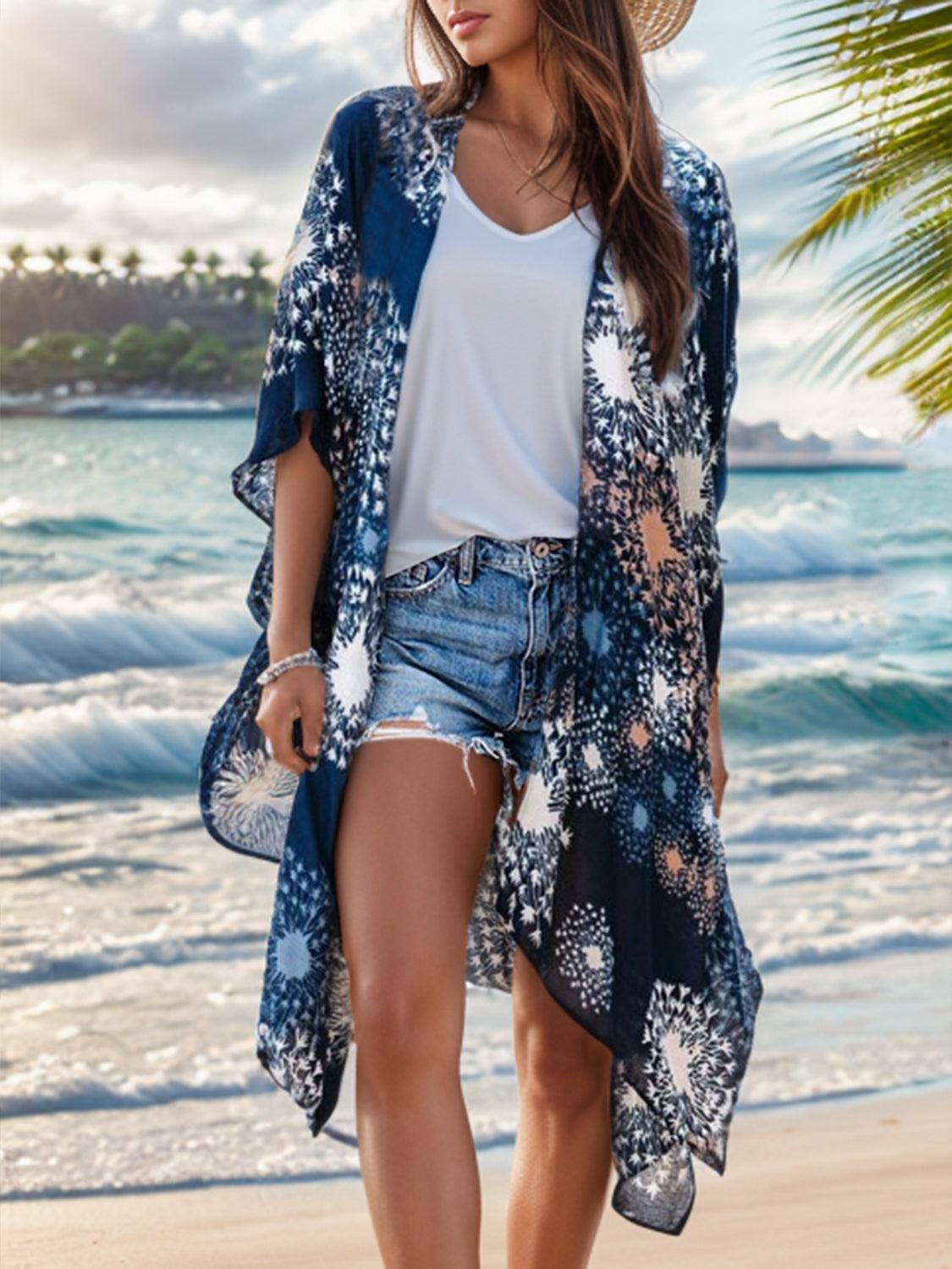 Printed Open Front Cover-Up - Honeypot