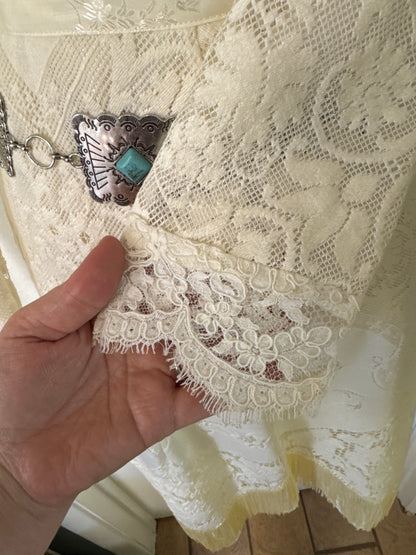 80's Bridal Fringe Pearl Snap + Skirt Set // Martin McCrea, S