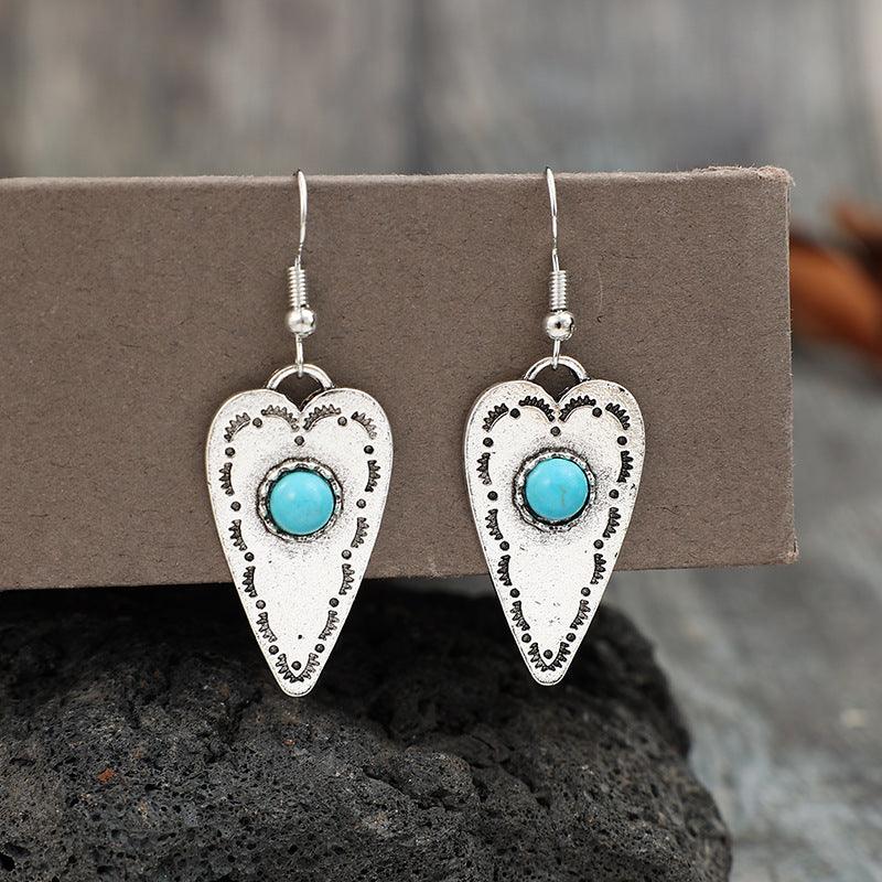 Turquoise Heart Dangle Earrings - Honeypot