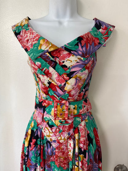 80's Belted Floral Dress // D. Frank, 8/10