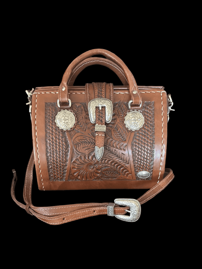 American West Tooled Leather Satchel - Honeypot