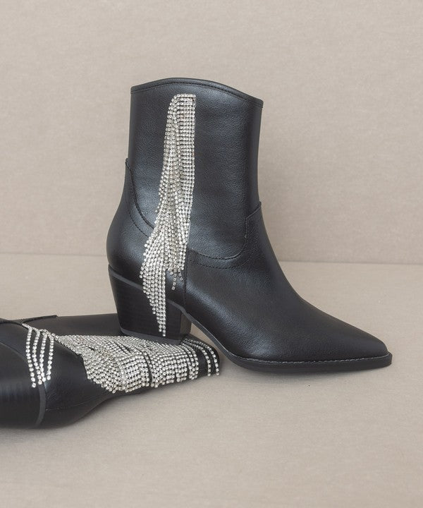 Rhinestone Fringe Boots - Honeypot