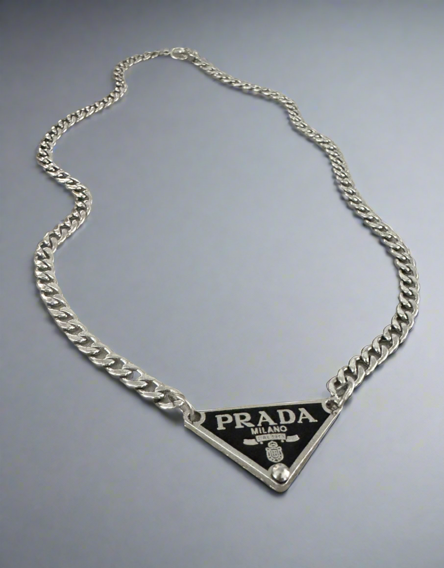 Repurposed Prada Triangle Necklace - Honeypot