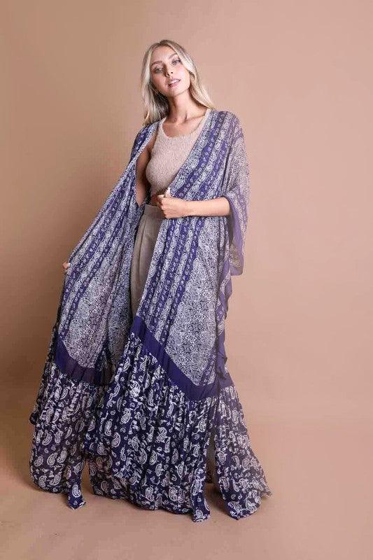 Paisley Tapestry Free Flow Kimono - Honeypot