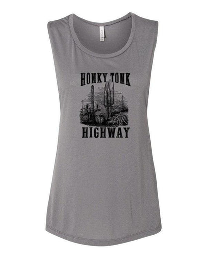 Honky Tonk Highway Print Muscle Tank - Honeypot