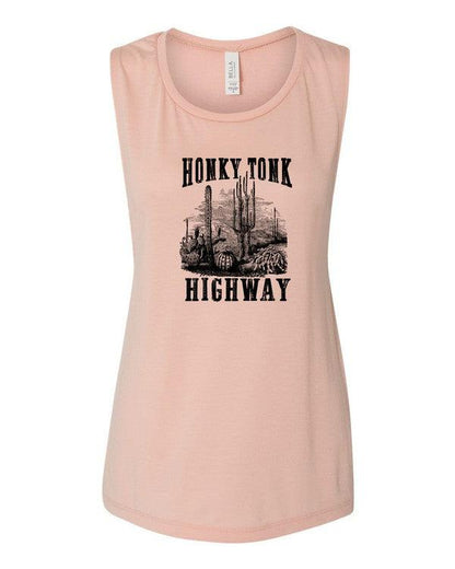 Honky Tonk Highway Print Muscle Tank - Honeypot