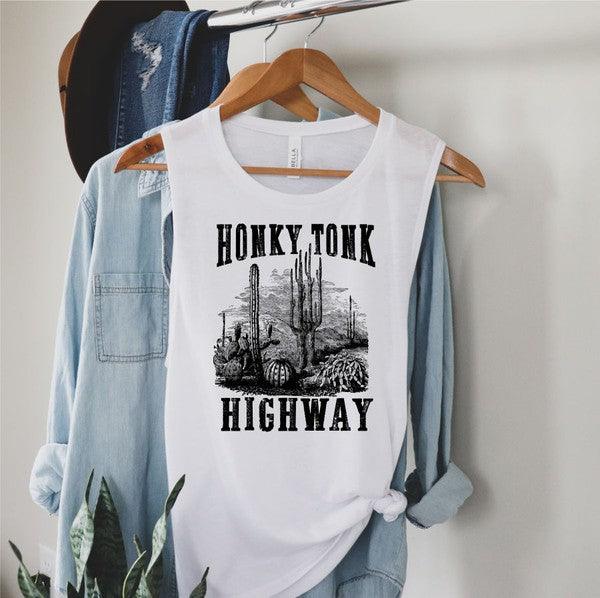 Honky Tonk Highway Print Muscle Tank - Honeypot