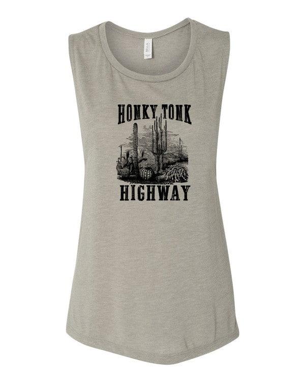 Honky Tonk Highway Print Muscle Tank - Honeypot