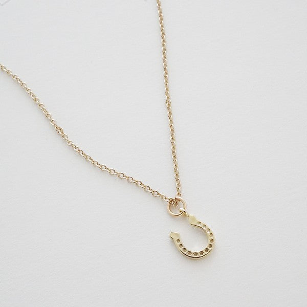 Dainty Lucky Charm Horseshoe Necklace - Honeypot