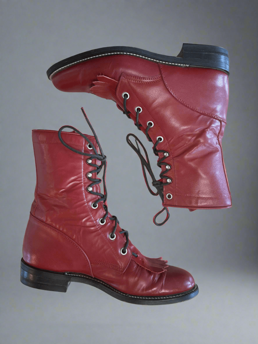 Red Diamond J Vintage Lace-Up Boots, 6.5 - Honeypot