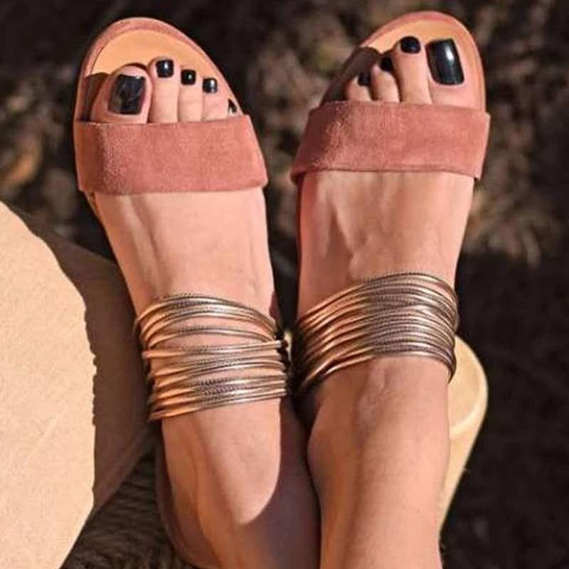 Chic Metallic Accent Sandals - Honeypot