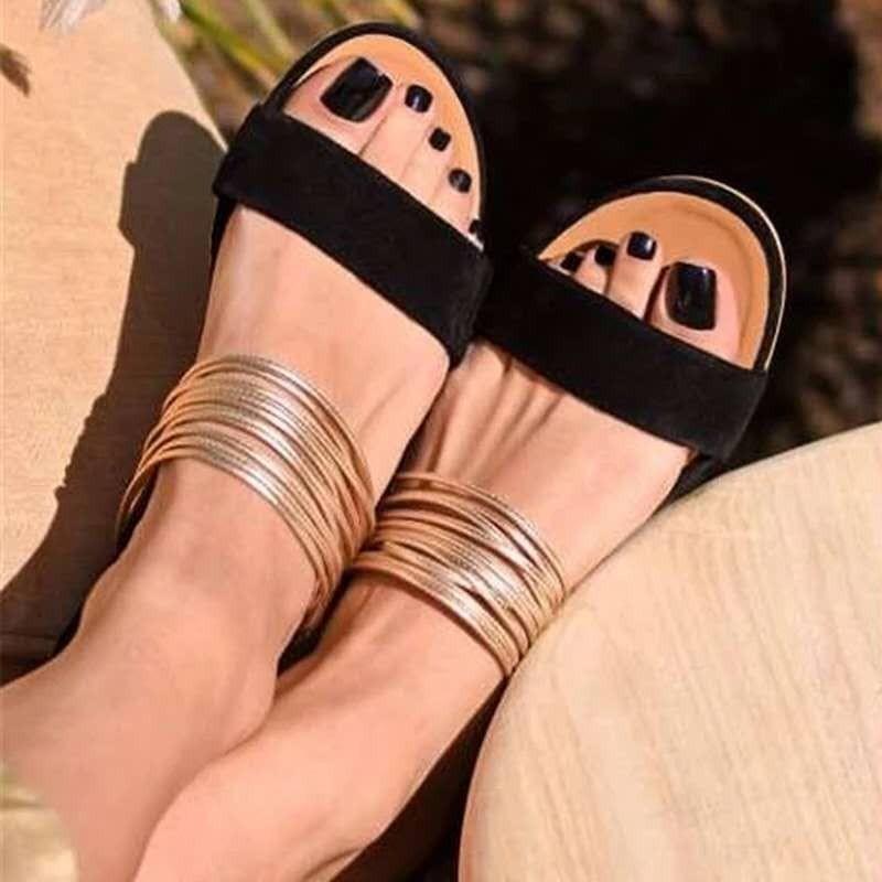 Chic Metallic Accent Sandals - Honeypot