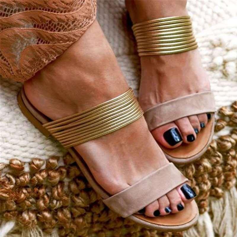 Chic Metallic Accent Sandals - Honeypot