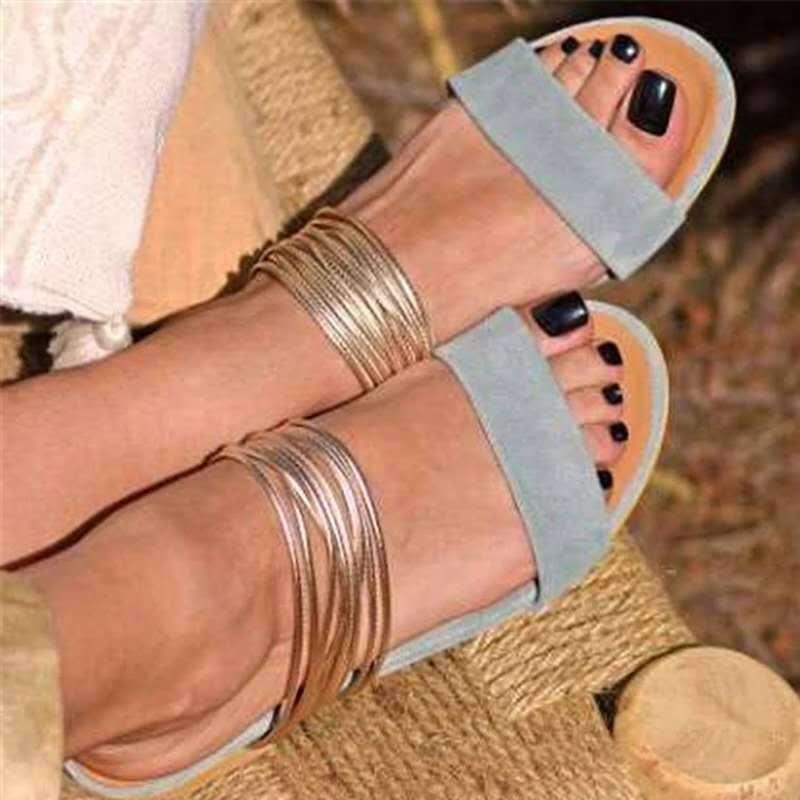 Chic Metallic Accent Sandals - Honeypot