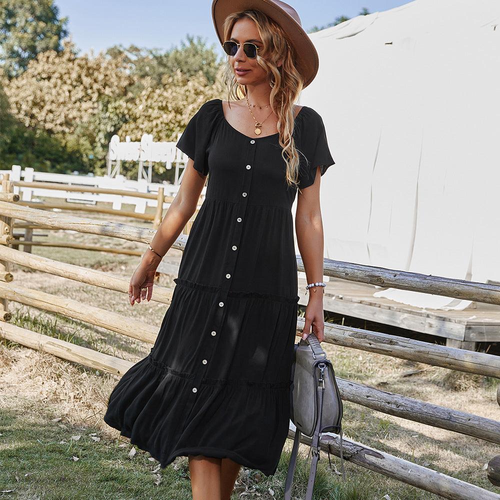 Cute & Casual Button Down Midi Dress - Honeypot