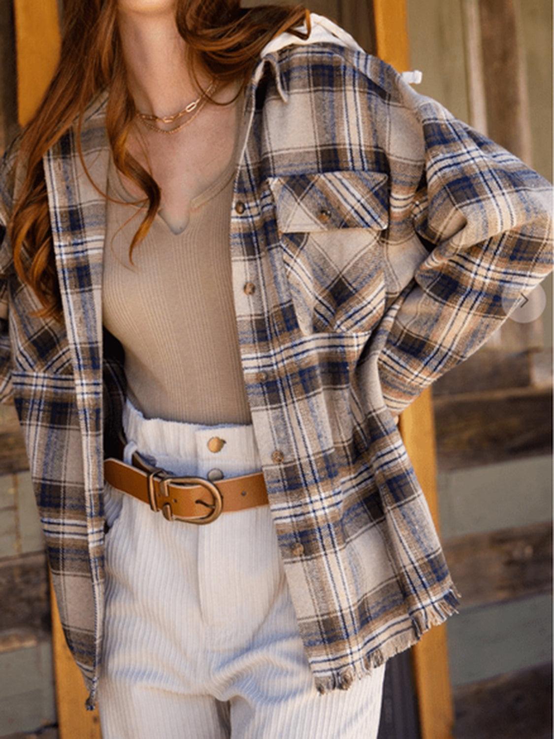 Raw Hem Plaid Long Sleeve Hooded Jacket // Honeypot: New + Vintage High Quality Western Wear