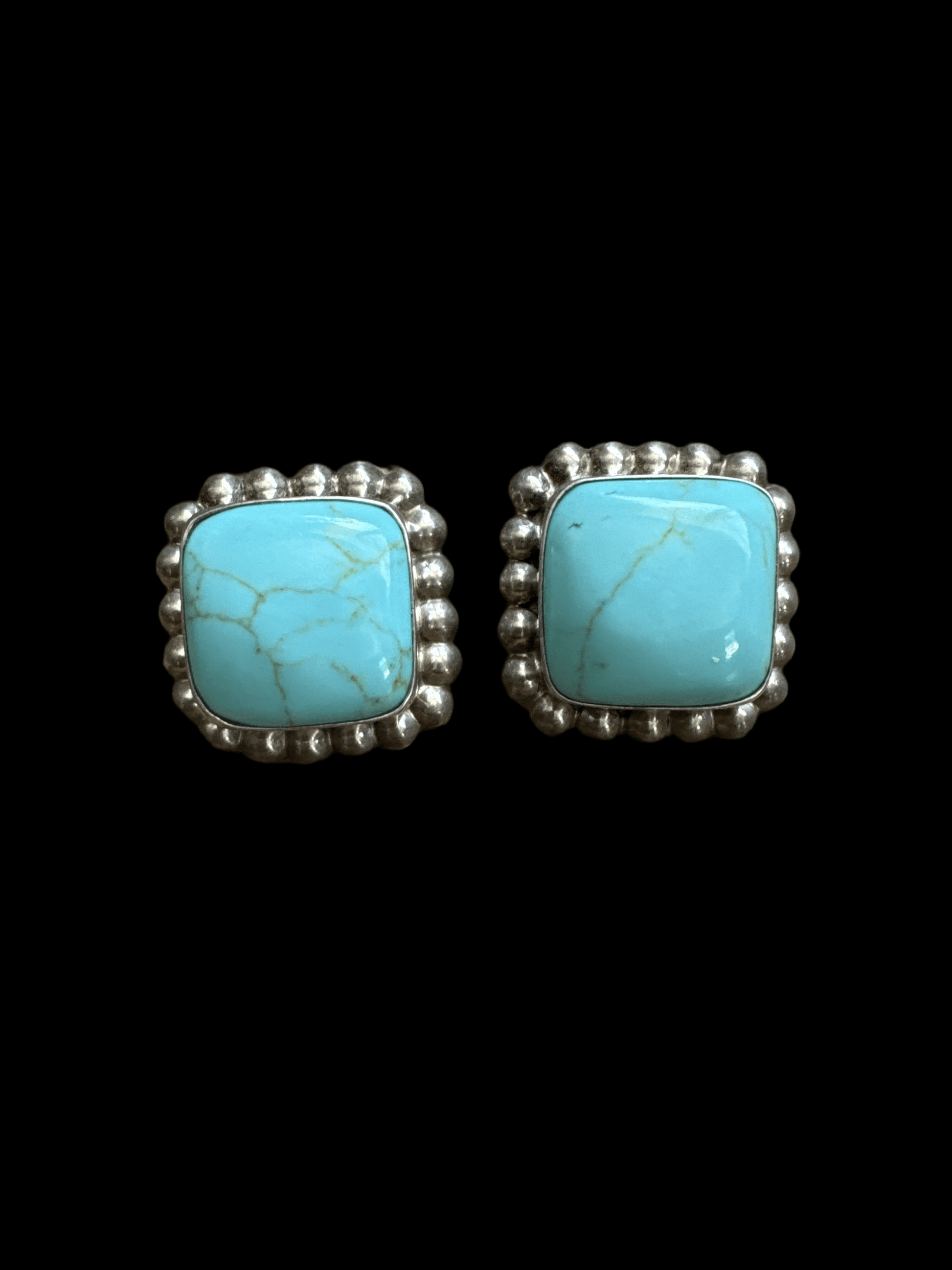 Taxco Silver + Turquoise Stud Earrings - Honeypot