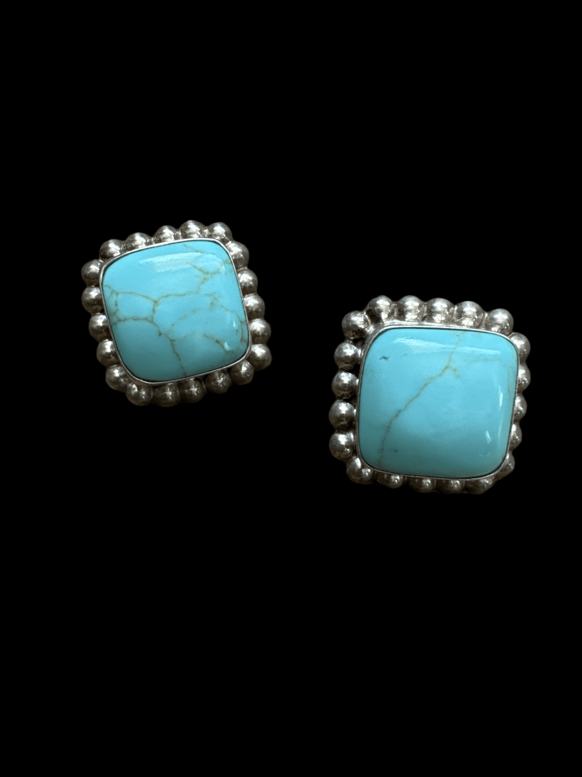 Taxco Silver + Turquoise Stud Earrings - Honeypot