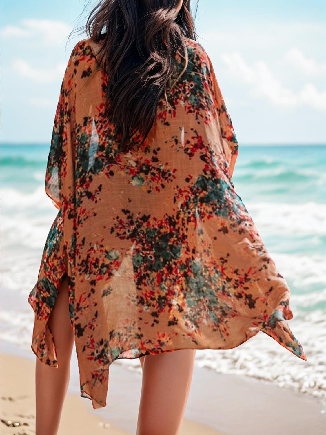 Printed Open Front Cover-Up - Honeypot