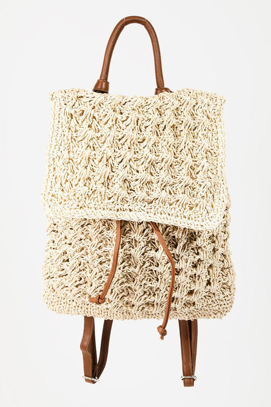 Boho Braided Straw Vegan Backpack - Honeypot