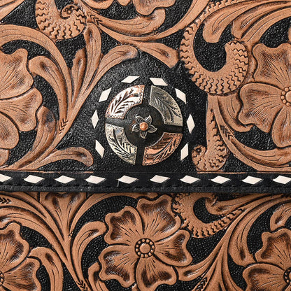 ADBG1494 Mini Black Tooled Leather Crossbody - Western Handmade Bag by American Darling