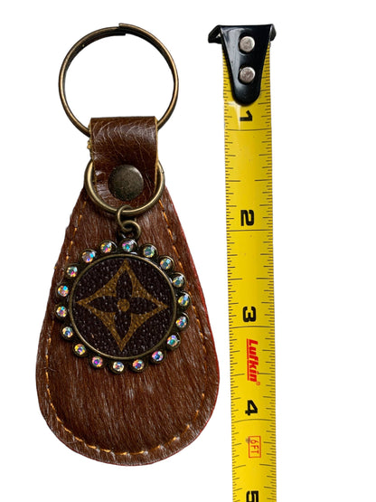 Longhorn Cowhide Upcycled LV Keychain - Honeypot