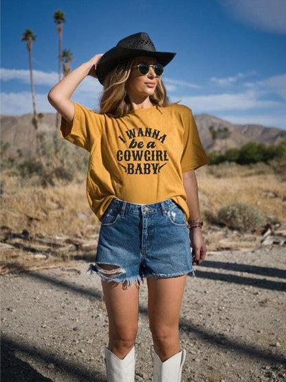 I Wanna Be a Cowgirl Baby Graphic Tee - Honeypot