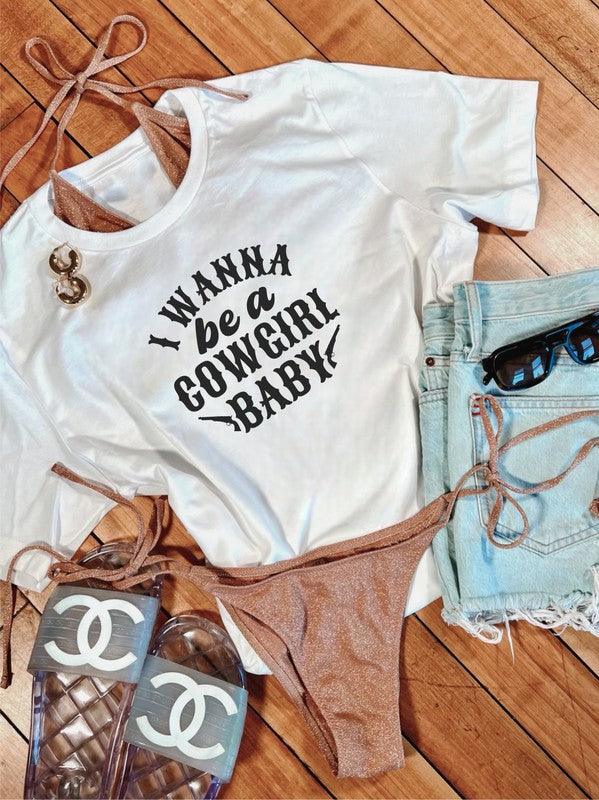 I Wanna Be a Cowgirl Baby Graphic Tee - Honeypot