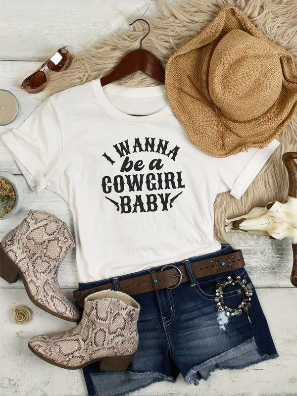 I Wanna Be a Cowgirl Baby Graphic Tee - Honeypot