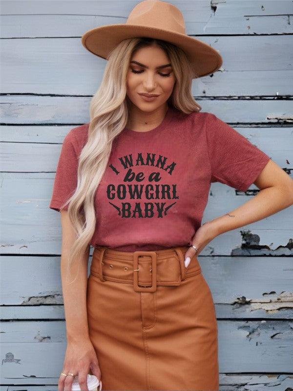 I Wanna Be a Cowgirl Baby Graphic Tee - Honeypot