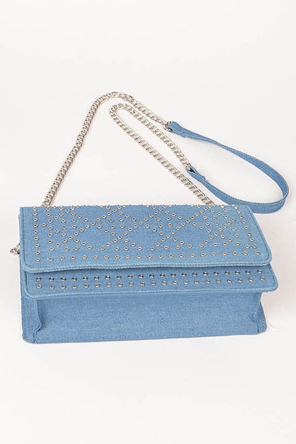 Studded Denim Crossbody Bag - Honeypot