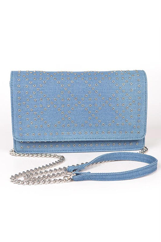 Studded Denim Crossbody Bag - Honeypot