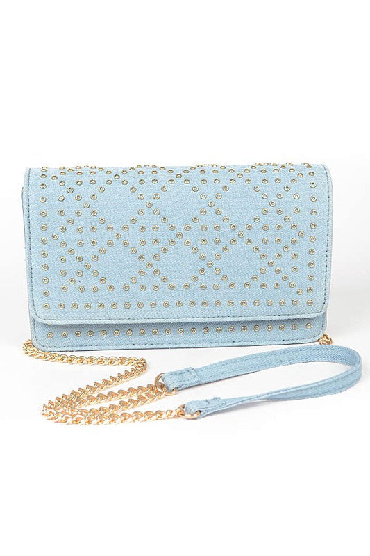 Studded Denim Crossbody Bag - Honeypot