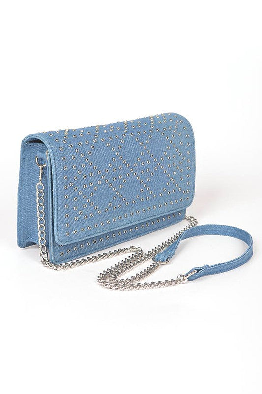 Studded Denim Crossbody Bag - Honeypot