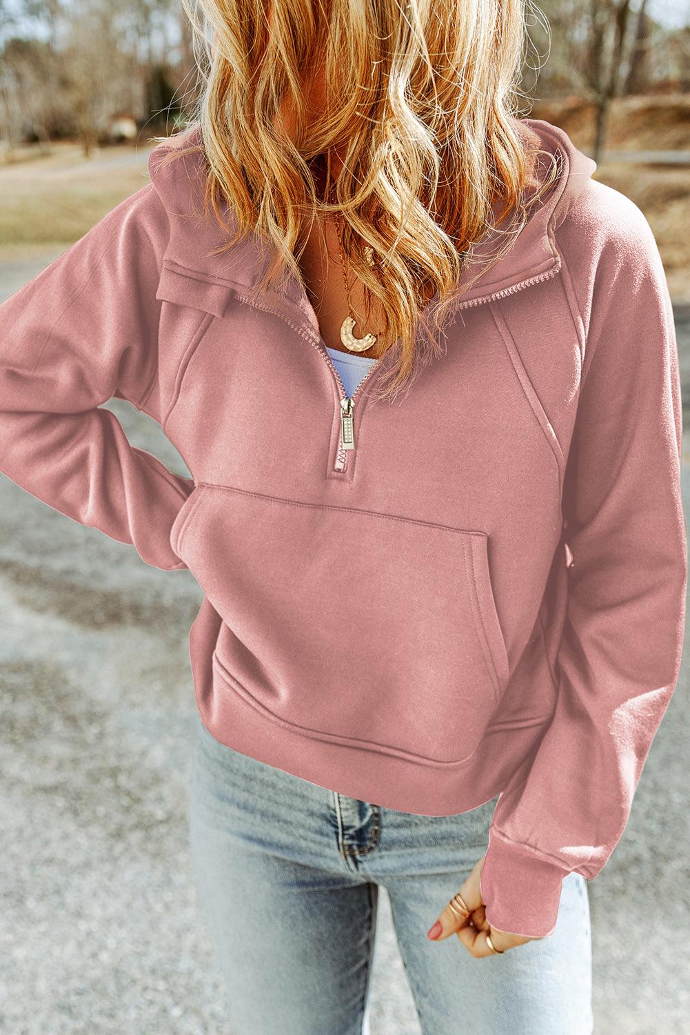 Double Take Half-Zip Thumbhole Sleeve Hoodie // Honeypot: New + Vintage High Quality Western Wear