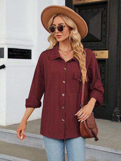 Collared Neck Buttoned Shirt - Honeypot