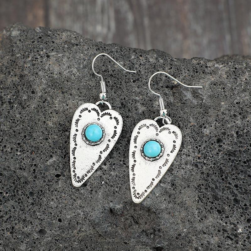 Turquoise Heart Dangle Earrings - Honeypot