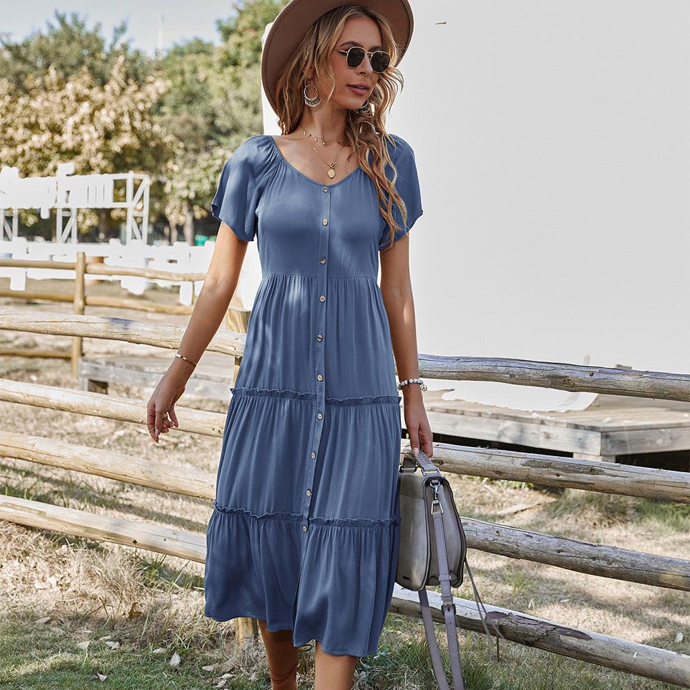 Cute & Casual Button Down Midi Dress - Honeypot