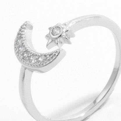 925 Sterling Silver Moon Open Ring - Honeypot