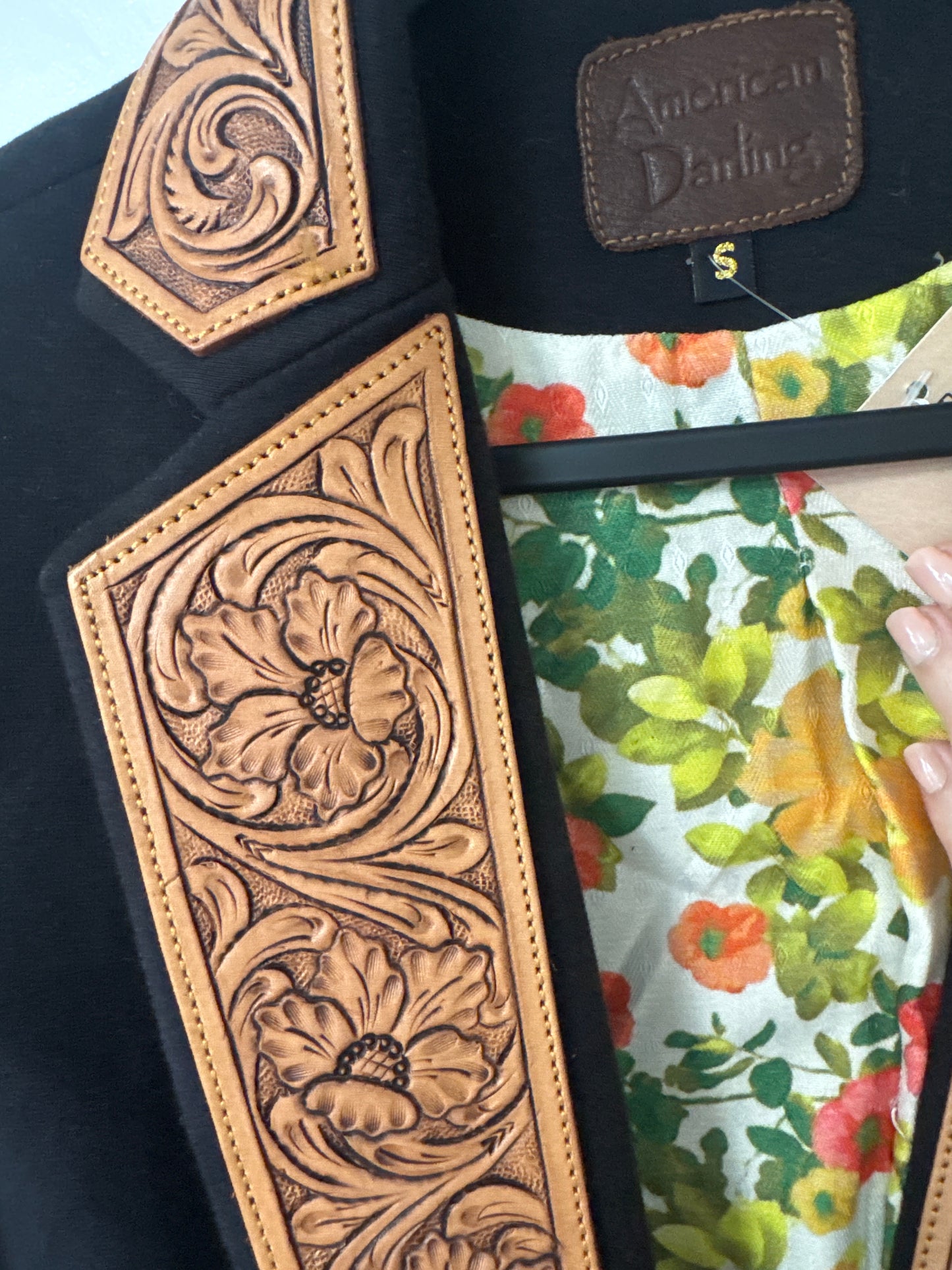 Tooled Leather Accent Blazer // American Darling, S