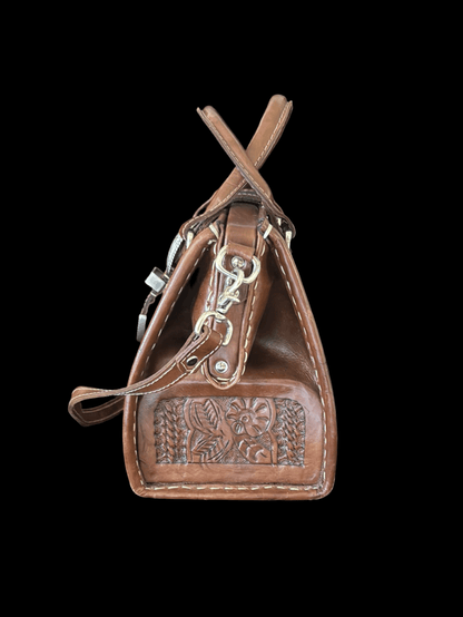 American West Tooled Leather Satchel - Honeypot