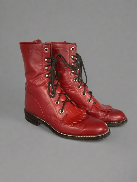 Red Diamond J Vintage Lace-Up Boots, 6.5 // Honeypot: New + Vintage High Quality Western Wear