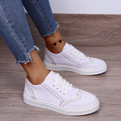 Suede Lace-Up Flat Sneakers - Honeypot