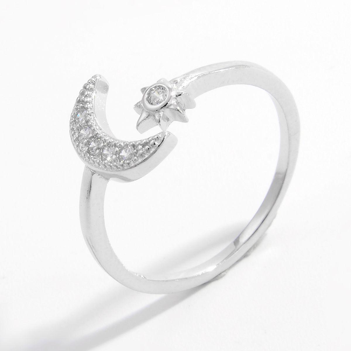 925 Sterling Silver Moon Open Ring - Honeypot